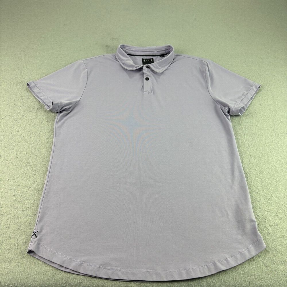 Cuts Clothing Polo Shirt Men 2XL Purple Curved Hem Slim Fit Short Sleeve Stretch